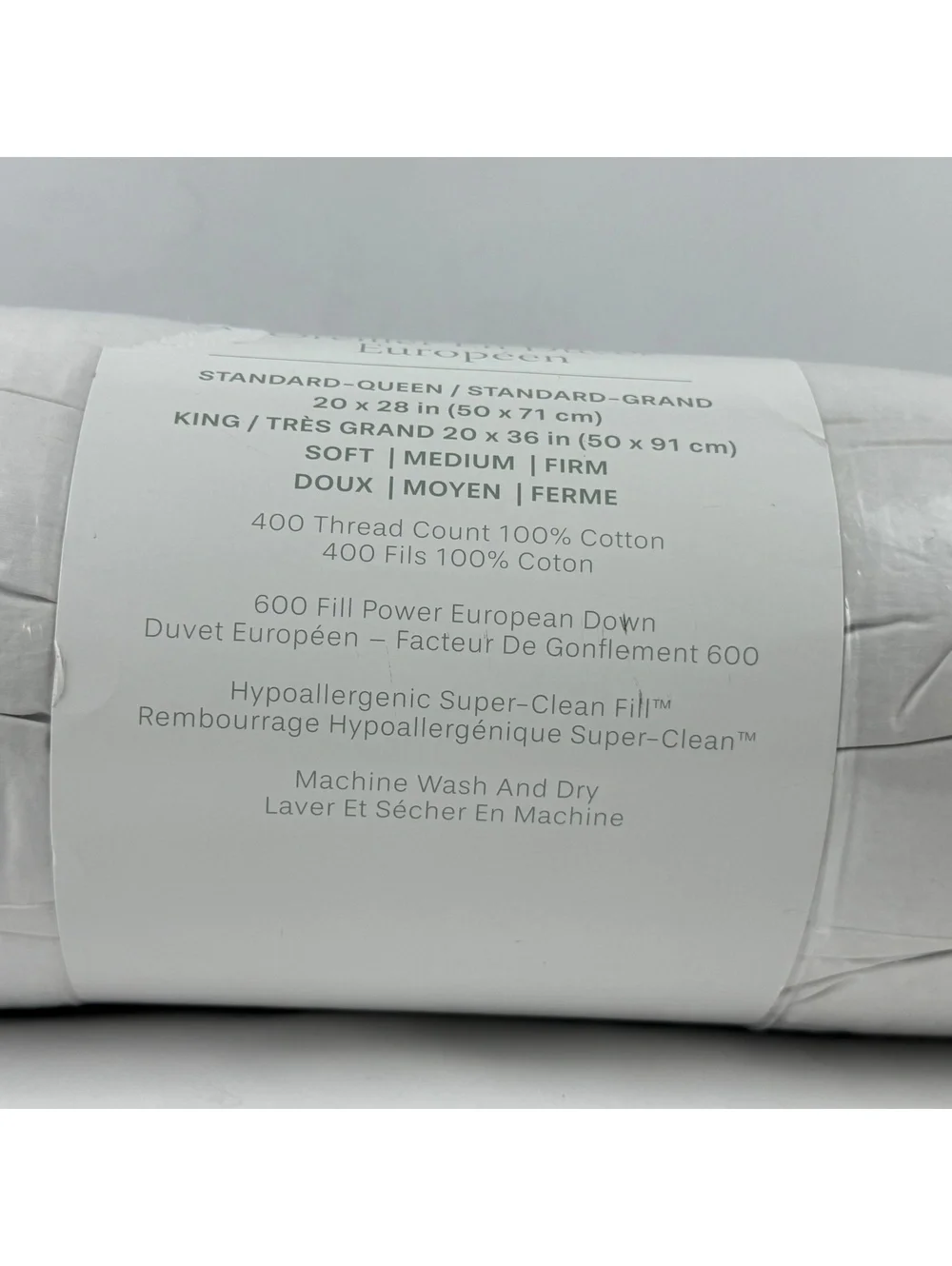Downlite Hotel Collection European Down Pillow King Size